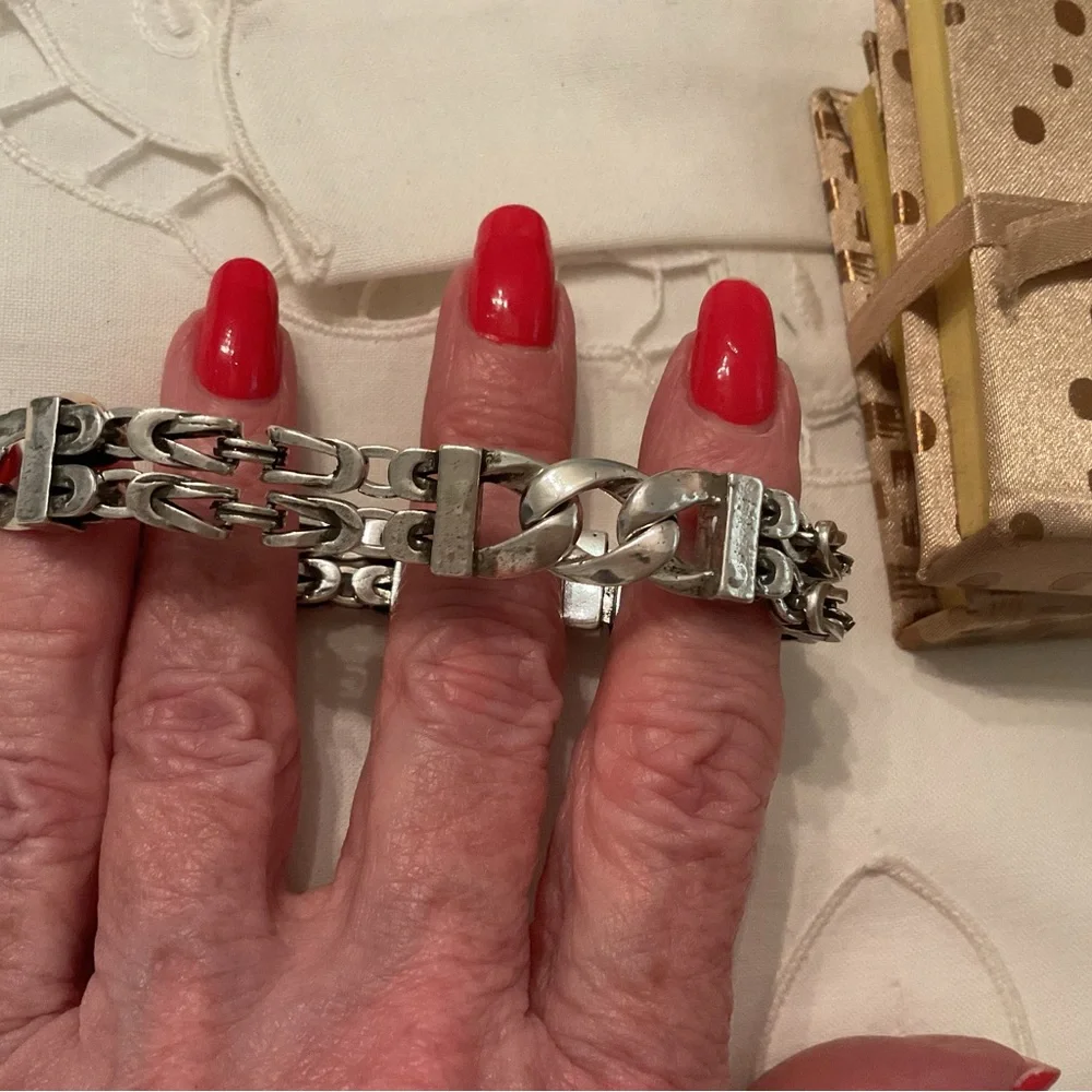 925 CHUNKY STERLING SILVER BYZANTINE DOUBLE LINK 8” BRACELET NEW, WITHOUT TAGS